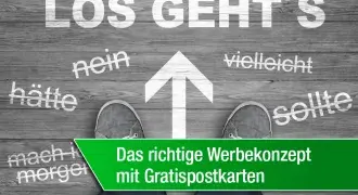 Werbekonzept mit Gratispostkarten